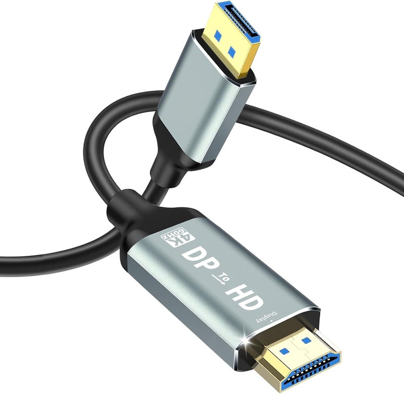 MaxRenard 4K DisplayPort to HDMI Cable | DP1.2 to HDMI 4K 60Hz Audio-Video Sync | SR Anti-Break, Compatible with Dell HP, for HDTV/Monitor/Projector/PC 6FT - Image 1